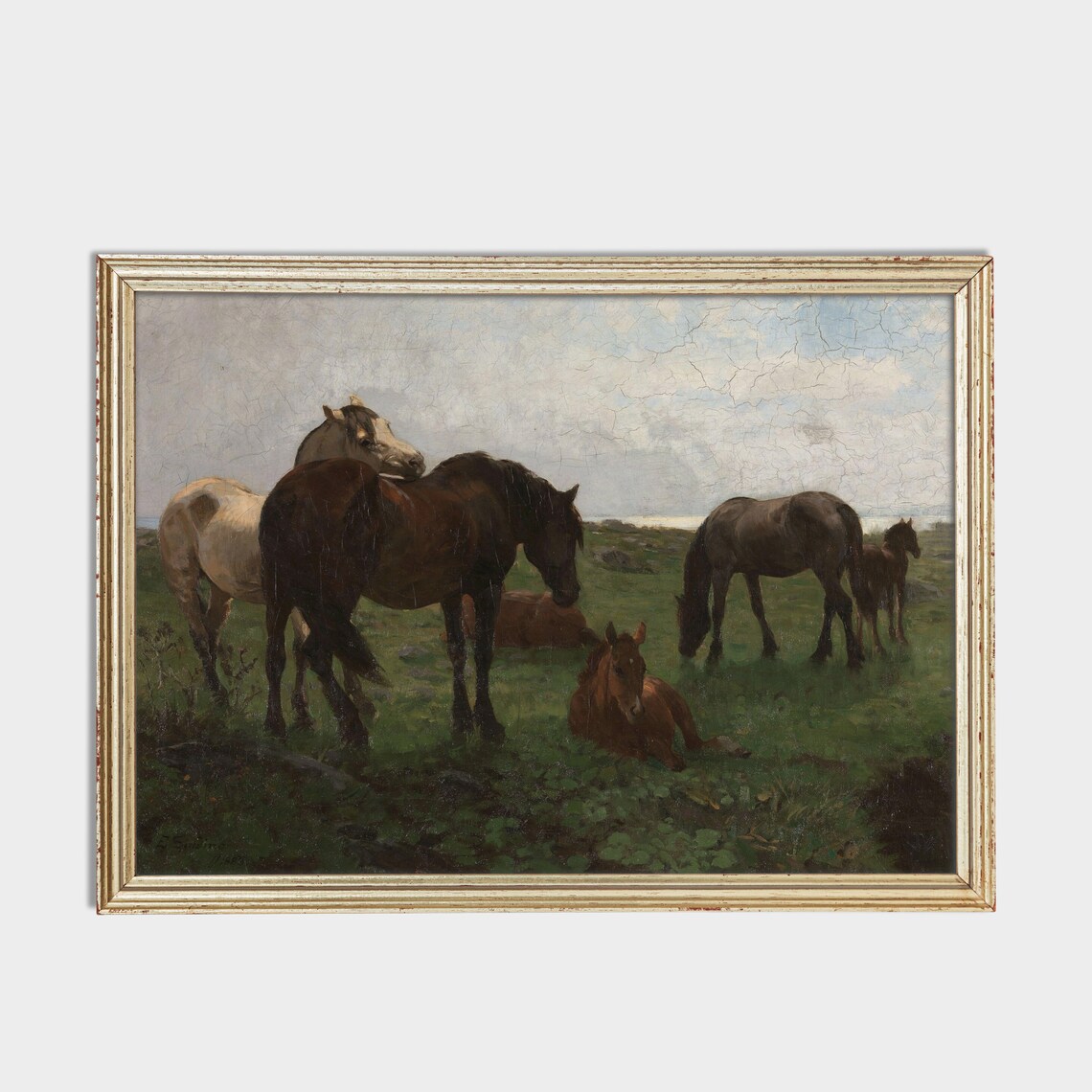 Vintage Horses Painting, Antique Equestrian Art Print - Image 2