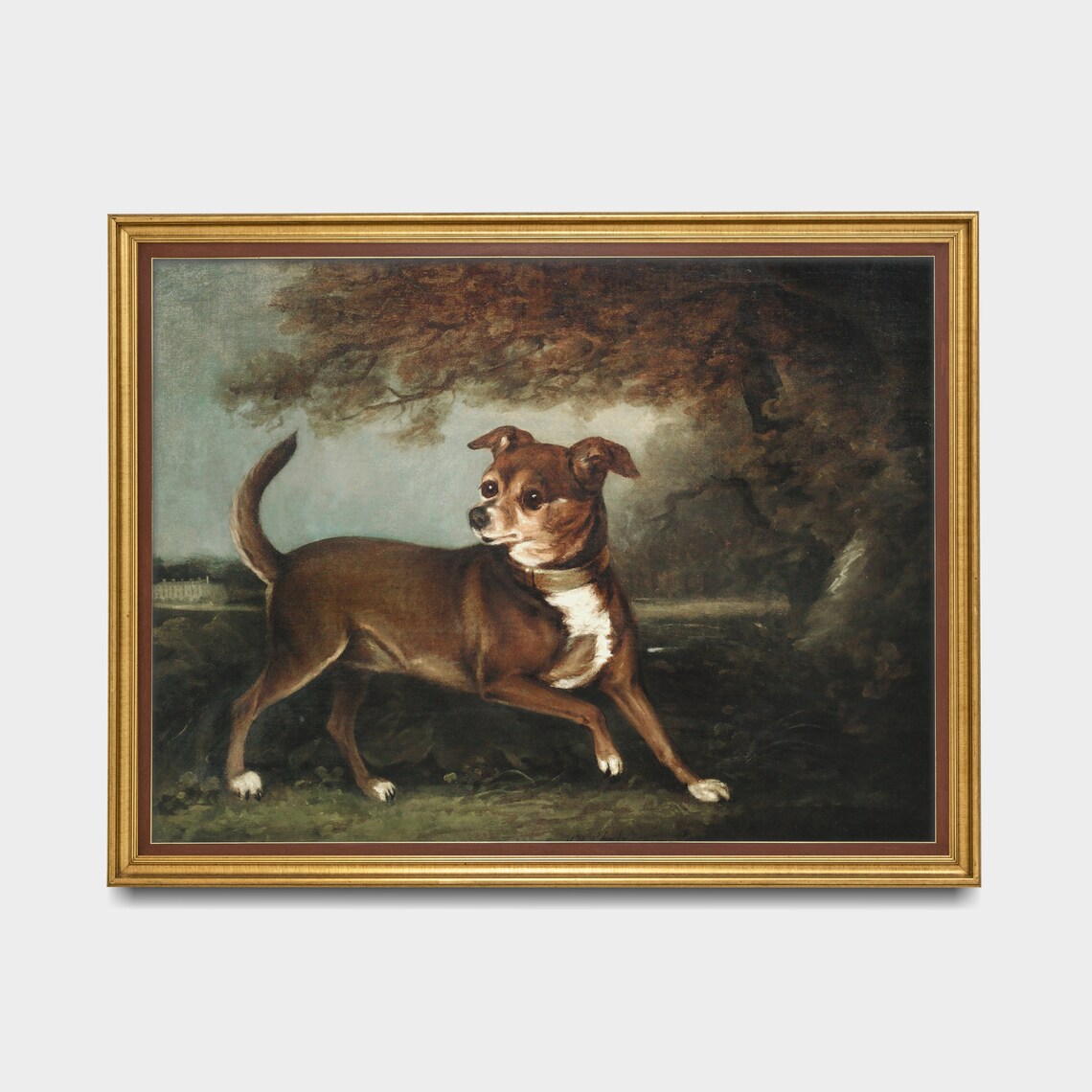 Brown Terrier Dog In Woodland Vintage Animal Portrait Painting Poster - Image 4