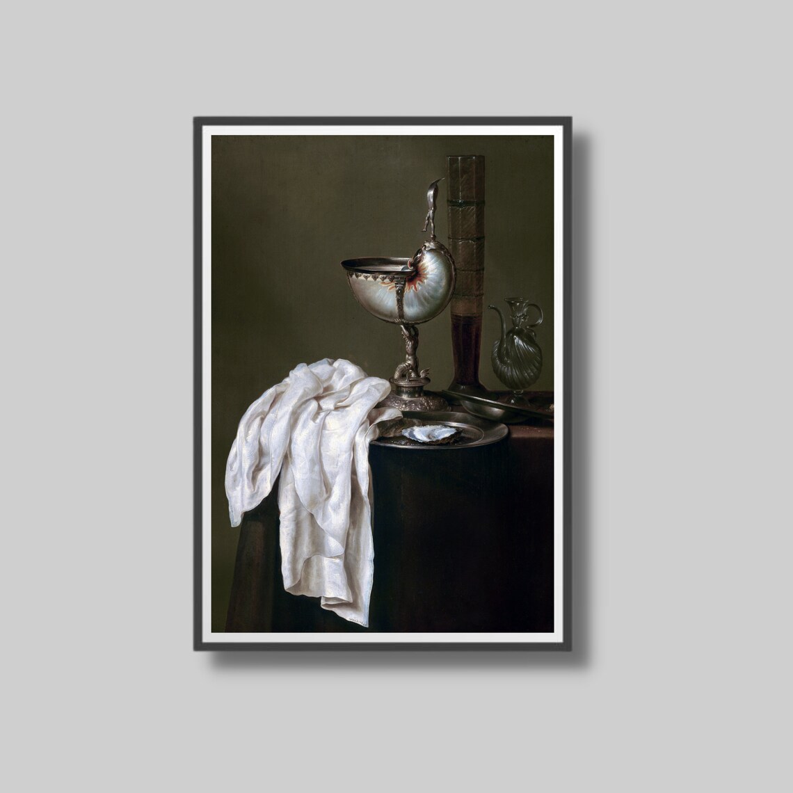 Dutch Golden Age Style Still Life With Nautilus Cup Vintage Poster - Image 3