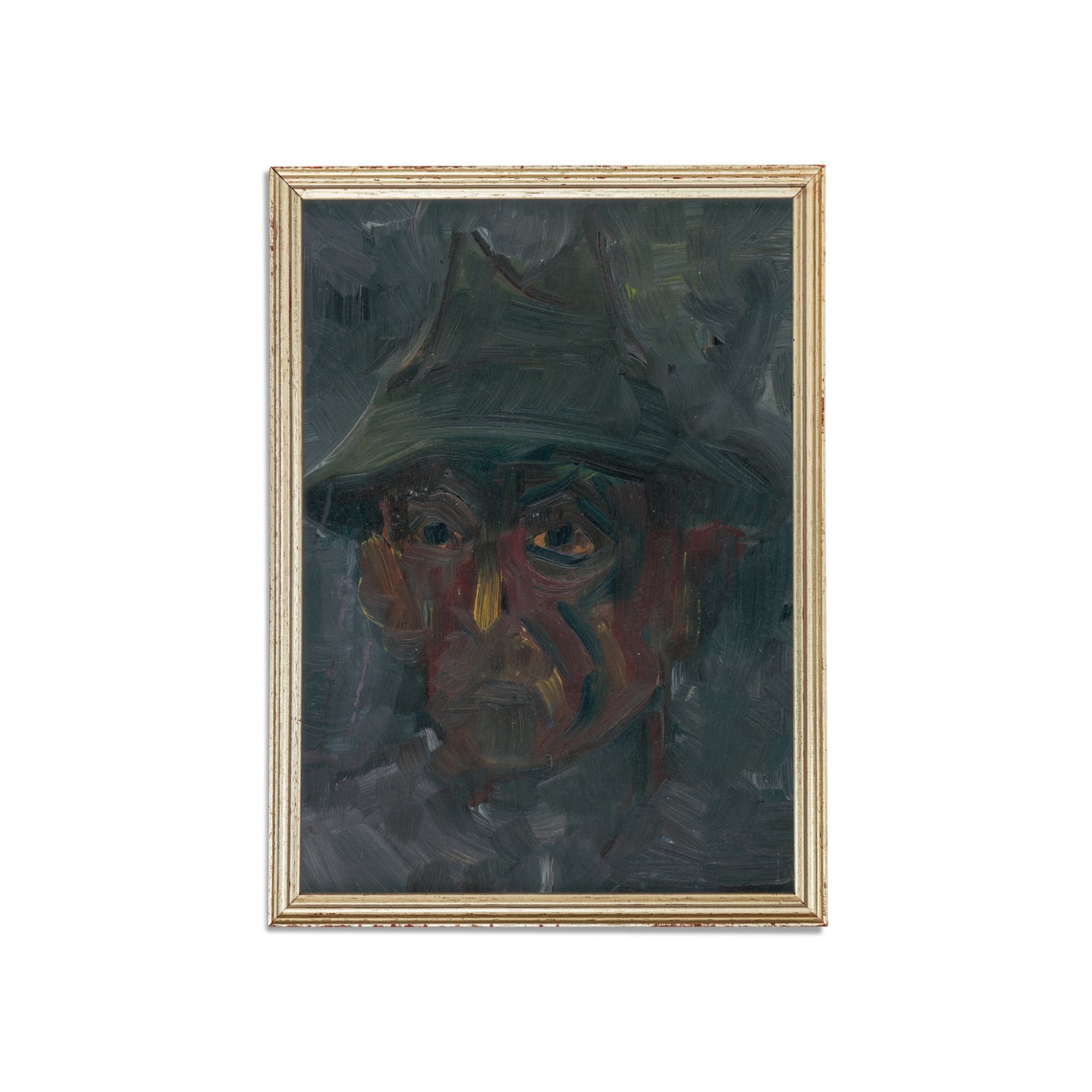 Expressionist Portrait of a Man in a Wide Brimmed Hat Poster - Image 3