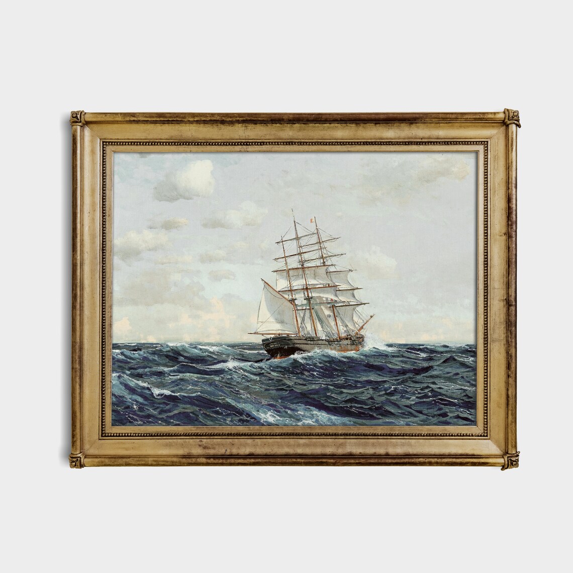 Vintage Sailing Ship Painting, Rustic Seascape Art Print - Image 4