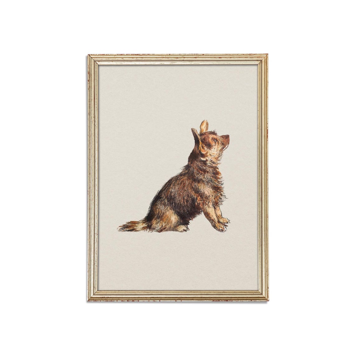 Small Brown Terrier Sitting and Looking Up Sketch Study Poster - Image 3