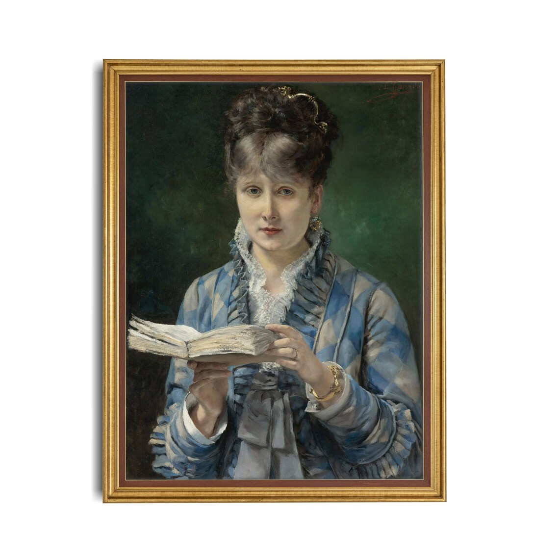 Vintage Woman Reading Book Portrait, Fine Art Print - Image 3