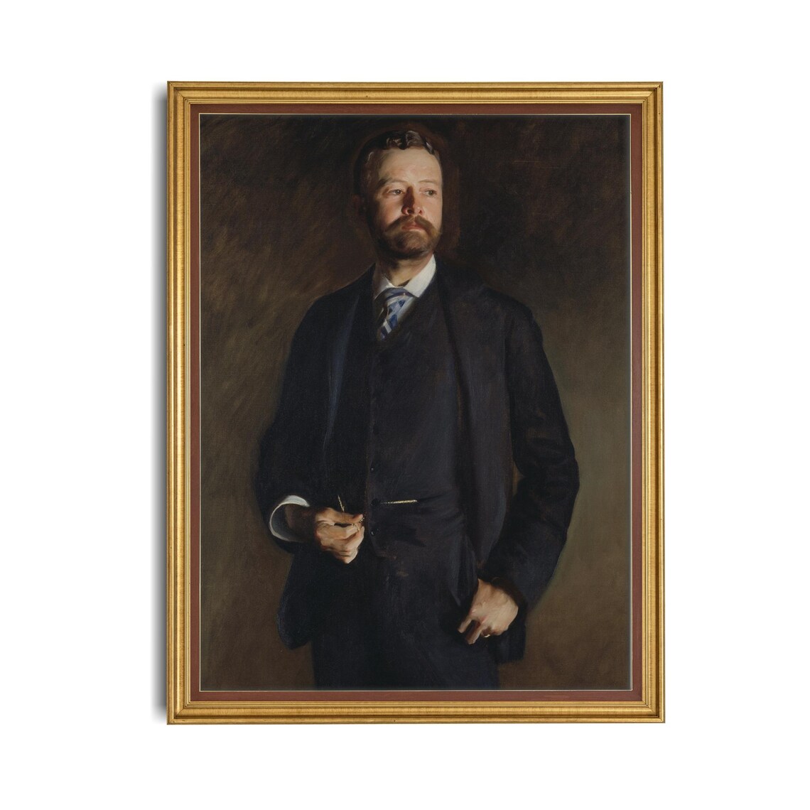 Standing Gentleman with Beard in a Dark Suit Vintage Portrait Poster - Image 4