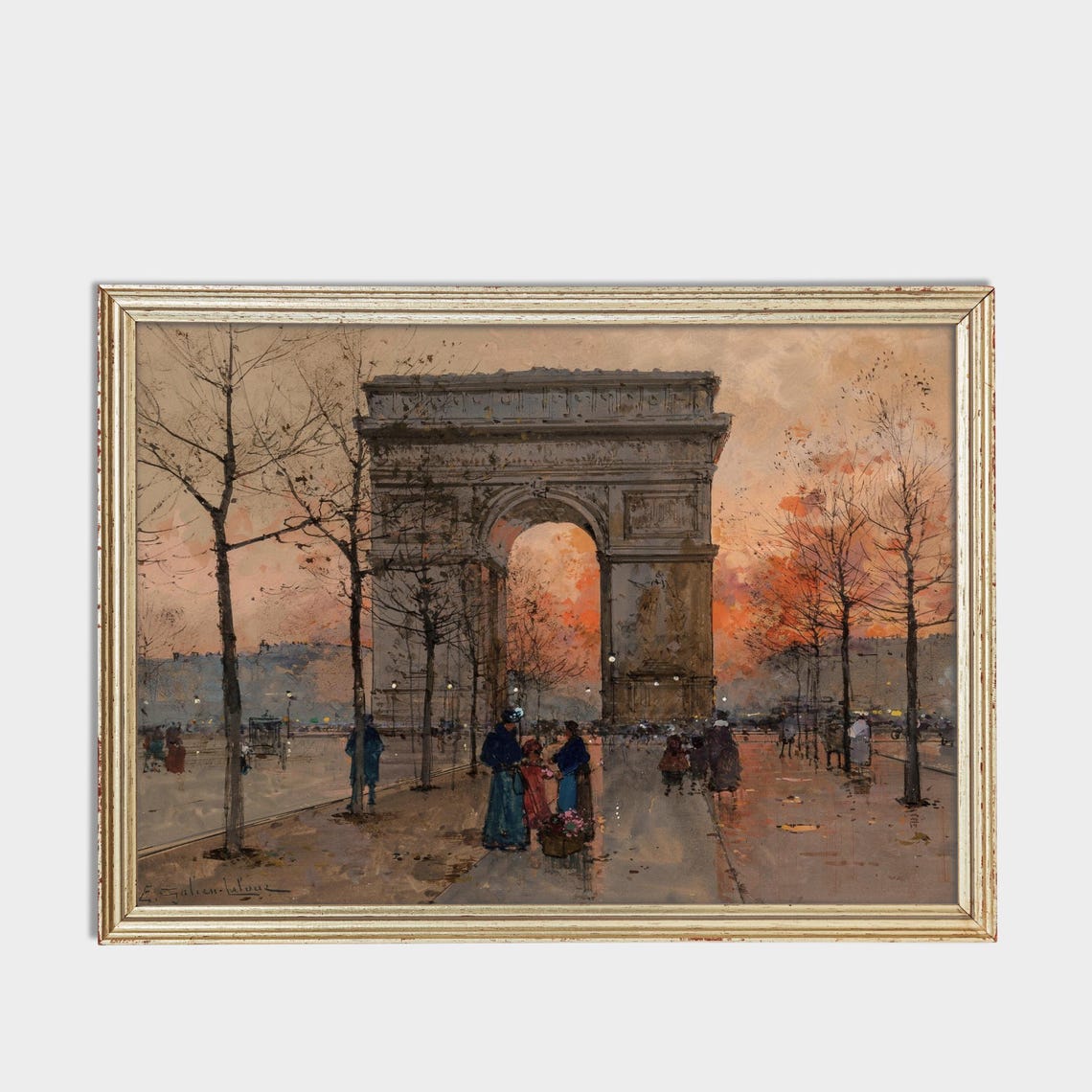 Arc de Triomphe Paris at Sunset Vintage Impressionist Poster - Image 3
