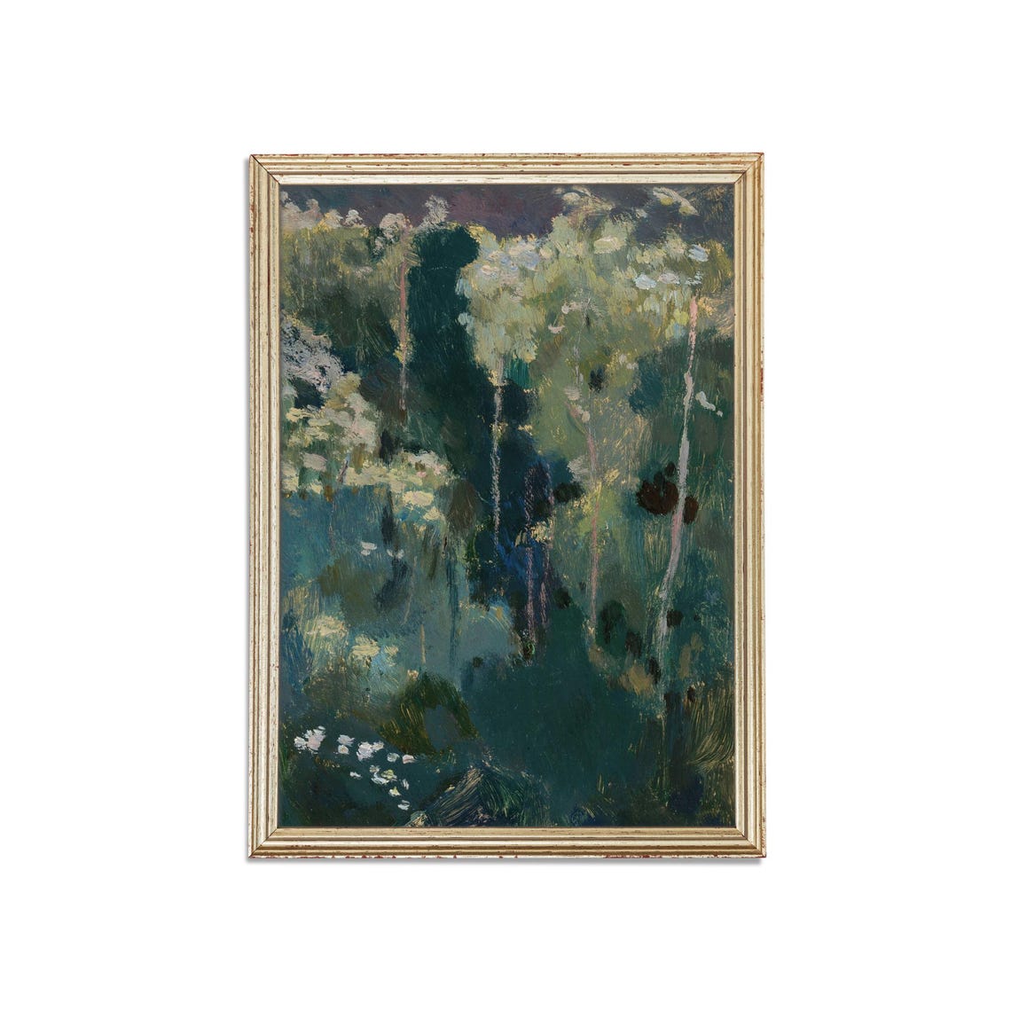 Lush Impressionist Green Forest Canopy Textured Landscape Poster - Image 3
