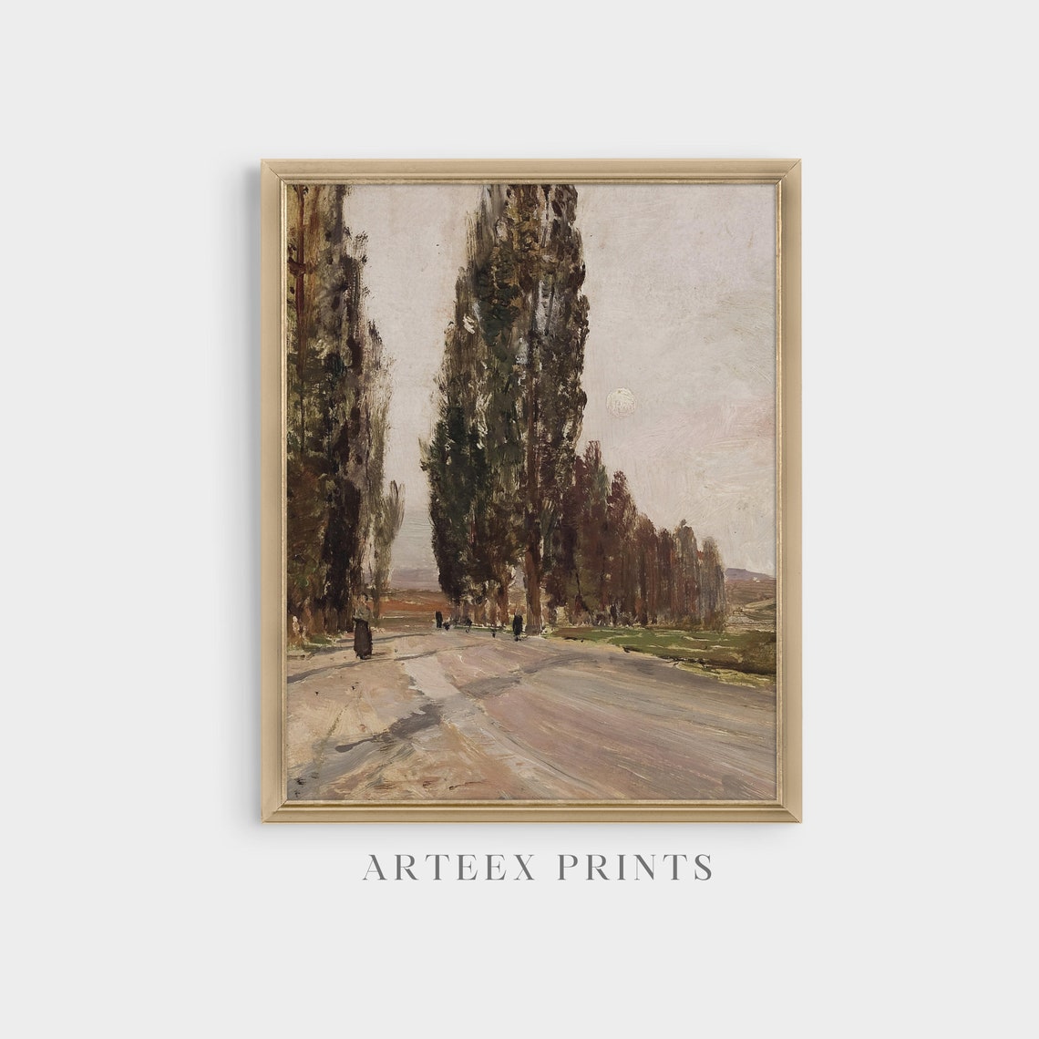 Country Road Lined with Tall Poplars Antique Landscape Poster - Image 5