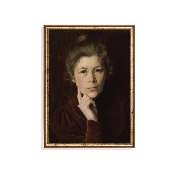 Mailed Prints Vintage Portrait Painting Antique Woman Portrait Moody Rustic Print 19th Century Fine Art Physical Prints