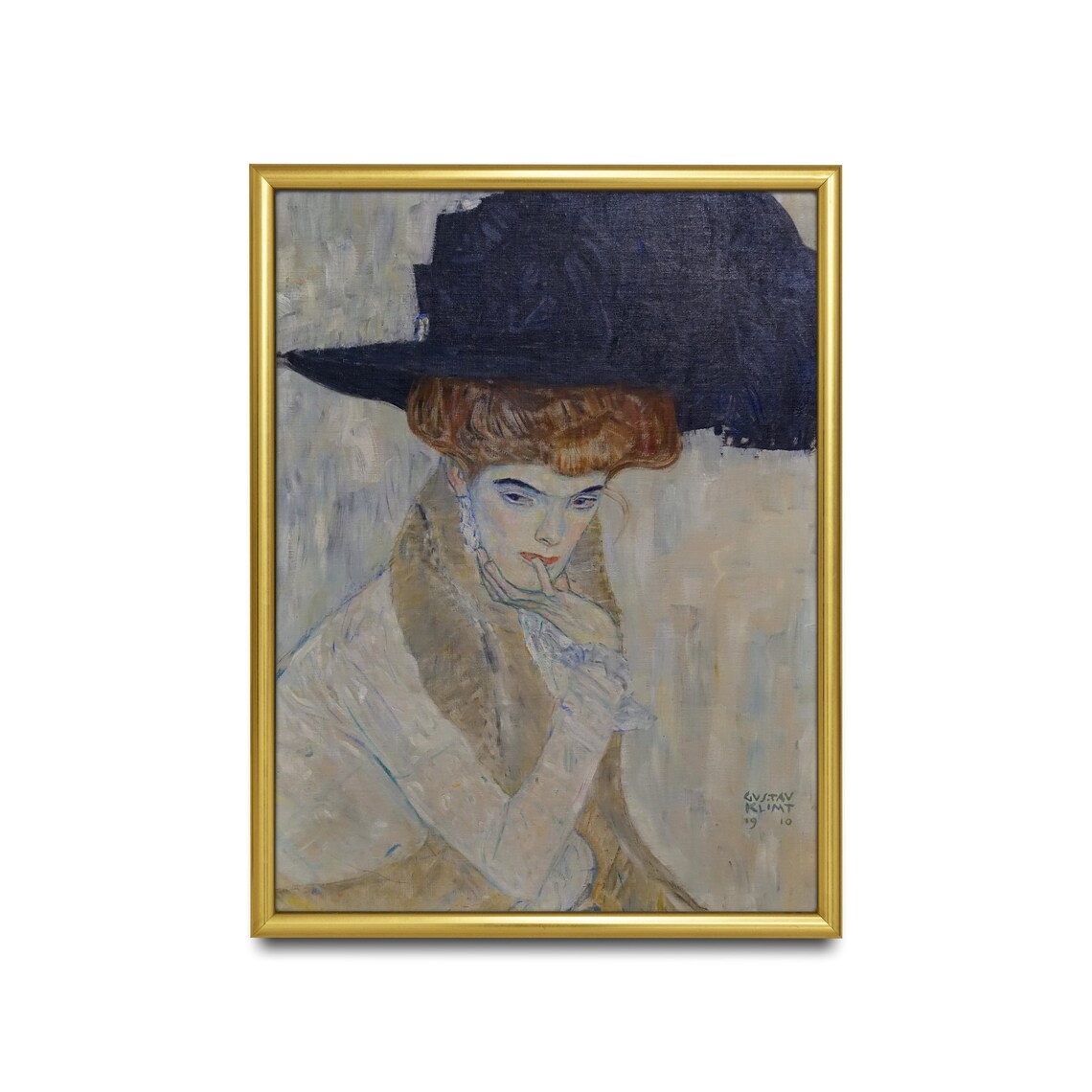 Woman in a Black Feather Hat Gustav Klimt 1910 Portrait Poster - Image 2