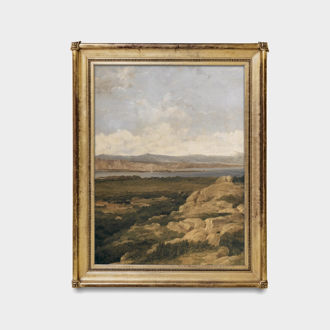 Rocky Hills Above a Lake Vintage Mountain Landscape Scenic Poster - Image 4