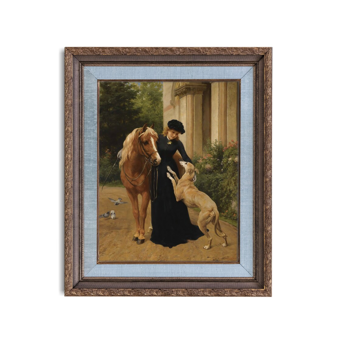 Woman With Dog And Horse, Victorian Wall Art Print - Image 3
