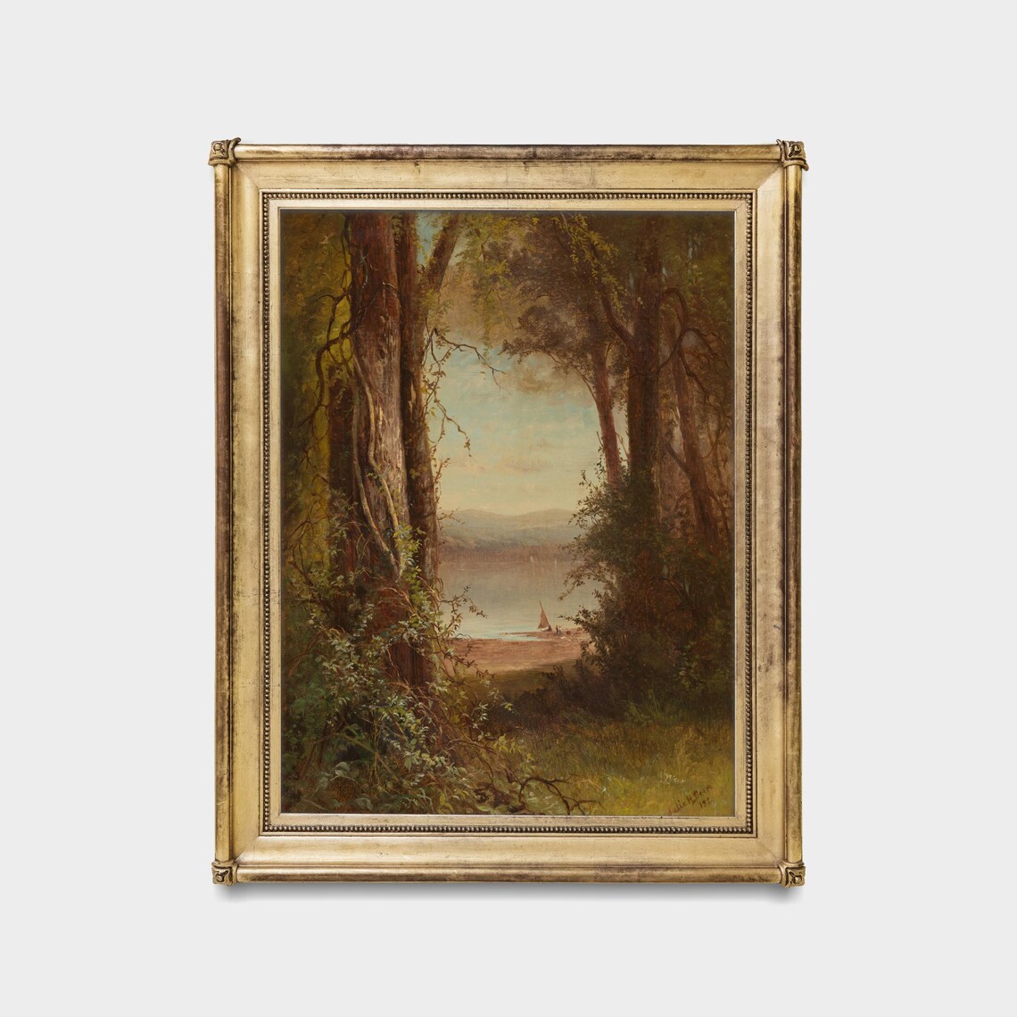Woodland Vista to a Lake with Sailboat Vintage Forest Poster - Image 5