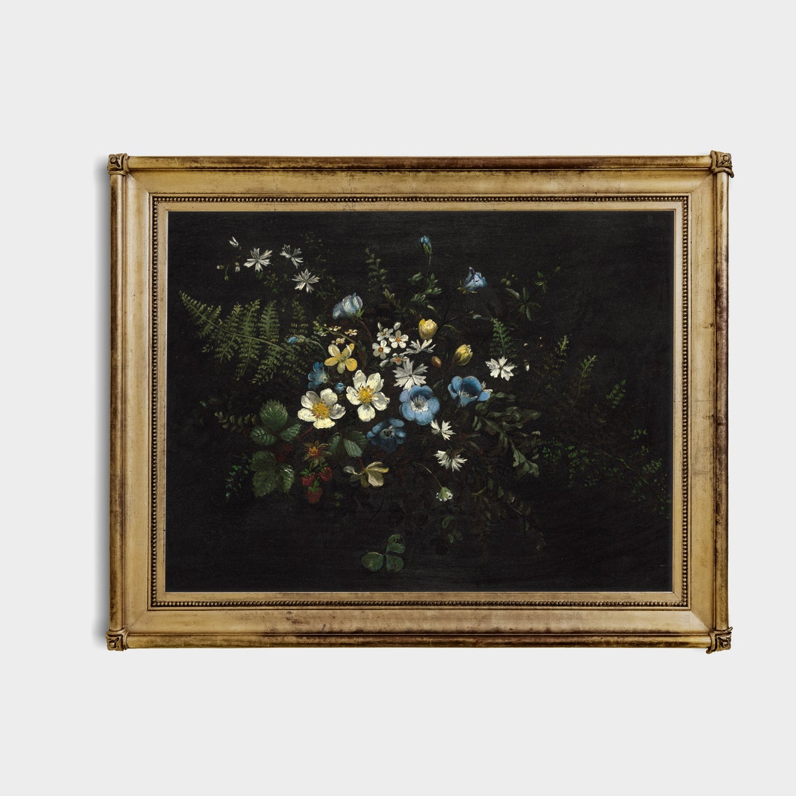 Printed And Shipped Vintage Still Life With Flowers And Ferns Antique Floral Painting Oil Painting Print Moody Dark Academia - Image 2