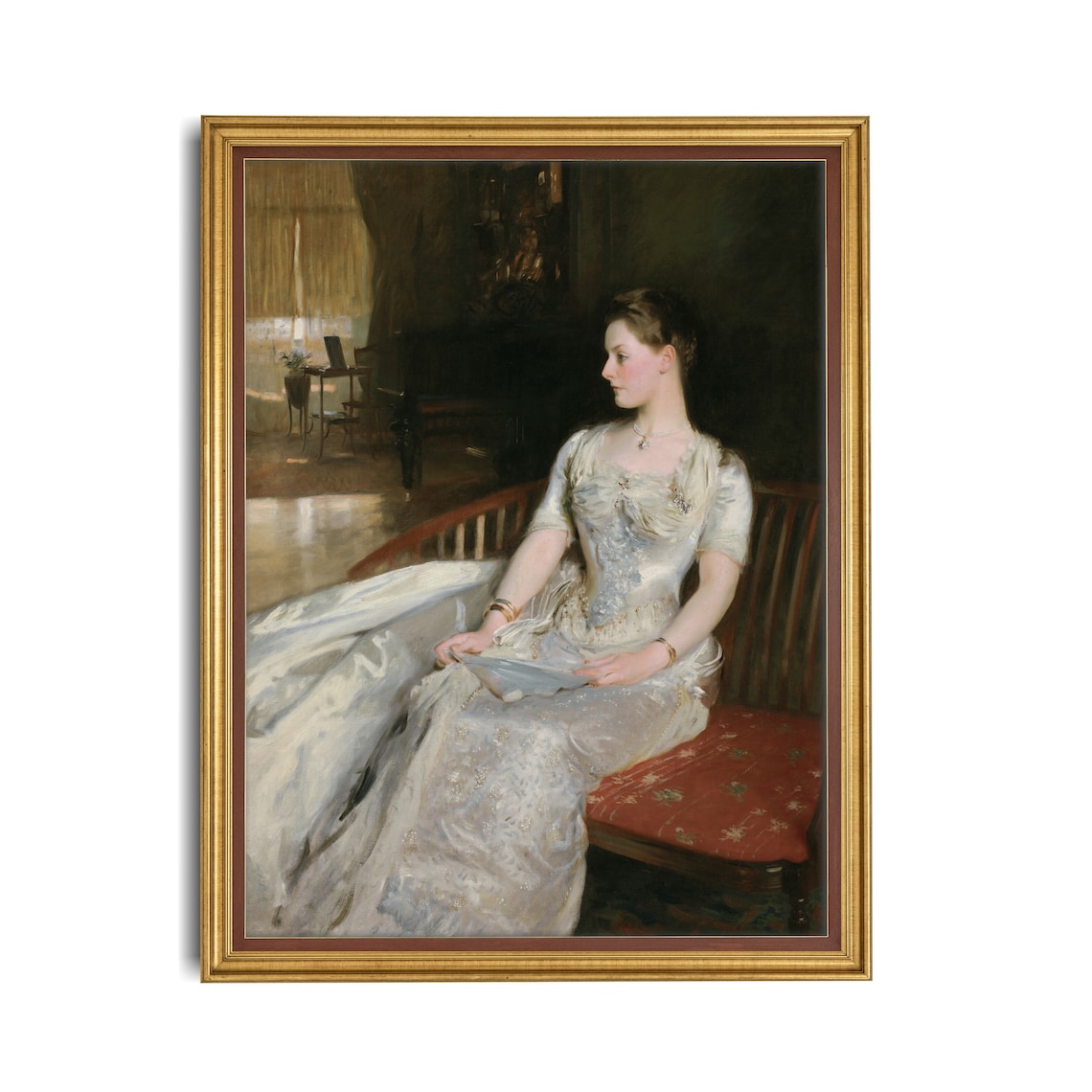 Woman in White Gown Seated With a Letter Vintage Portrait Poster - Image 3