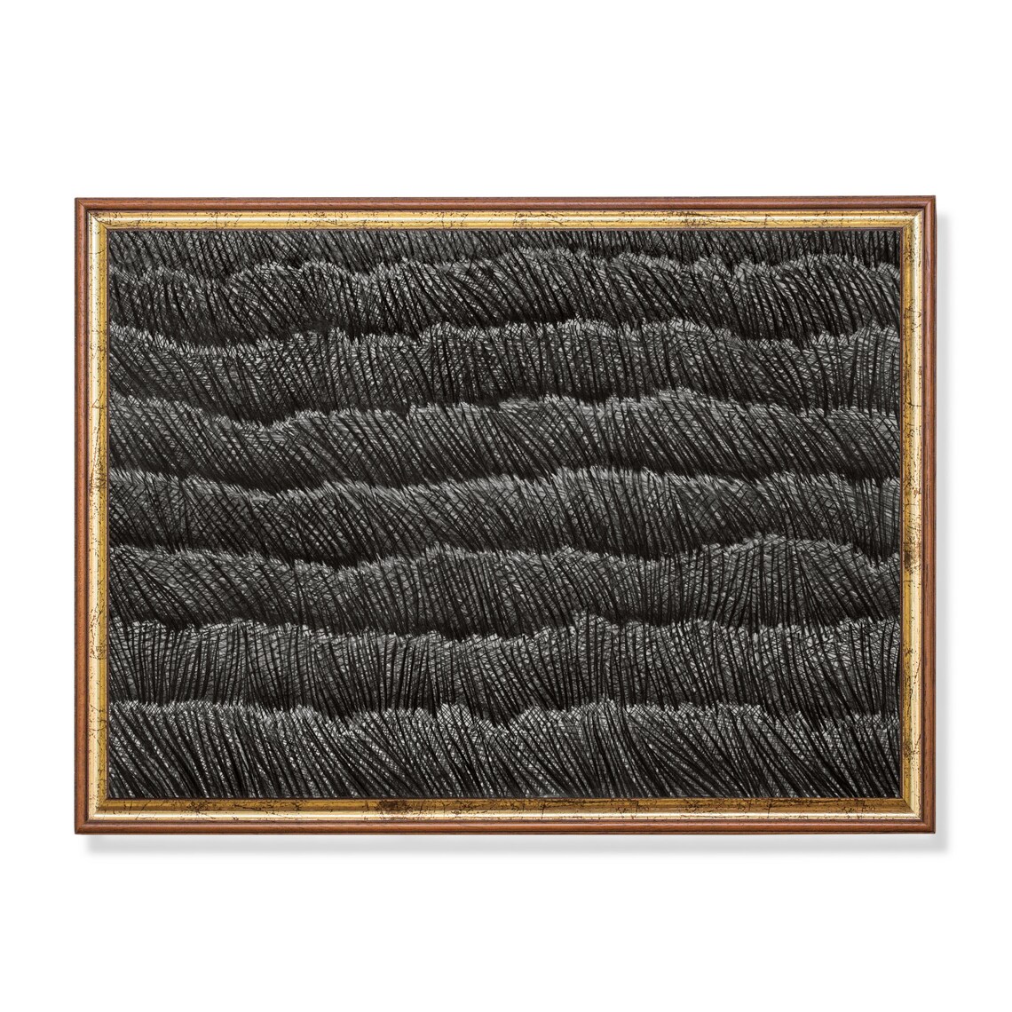 Monochrome Waves Abstract Textured Black and White Art Poster