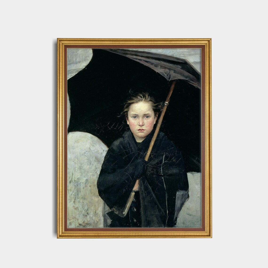 Vintage Girl With Umbrella Portrait Art Print - Image 3