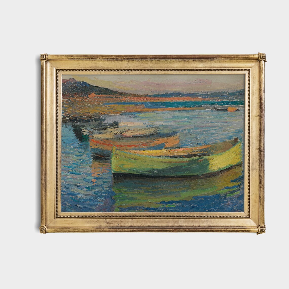 Colorful Fishing Boats Harbor Impressionist Nautical Art Poster - Image 3