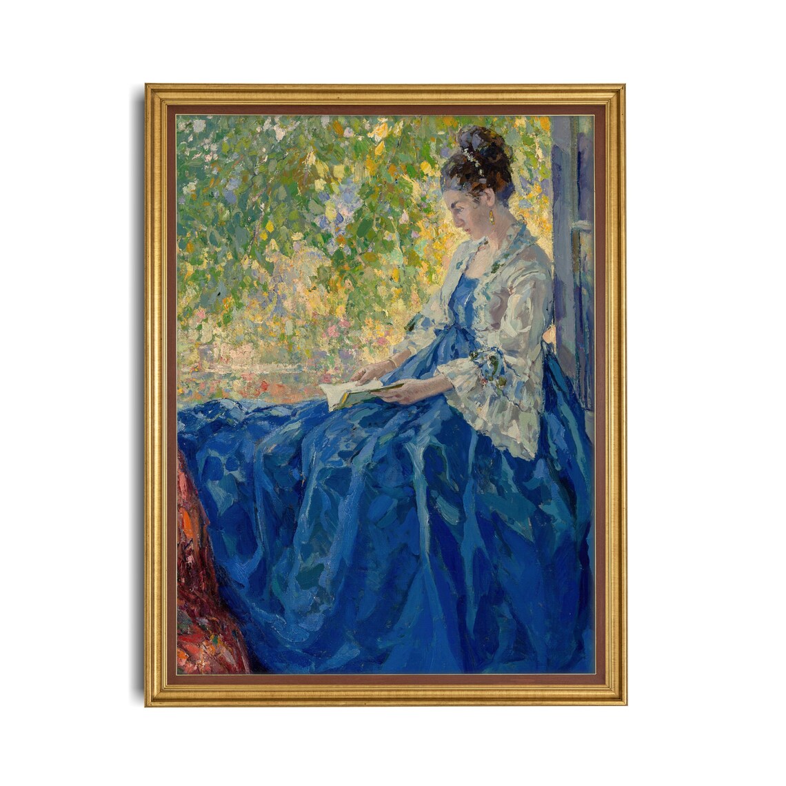 Vintage Woman Reading a Book Portrait Art Print - Image 3
