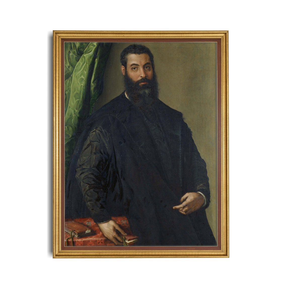 Bearded Renaissance Gentleman Holding a Book Portrait Poster - Image 2