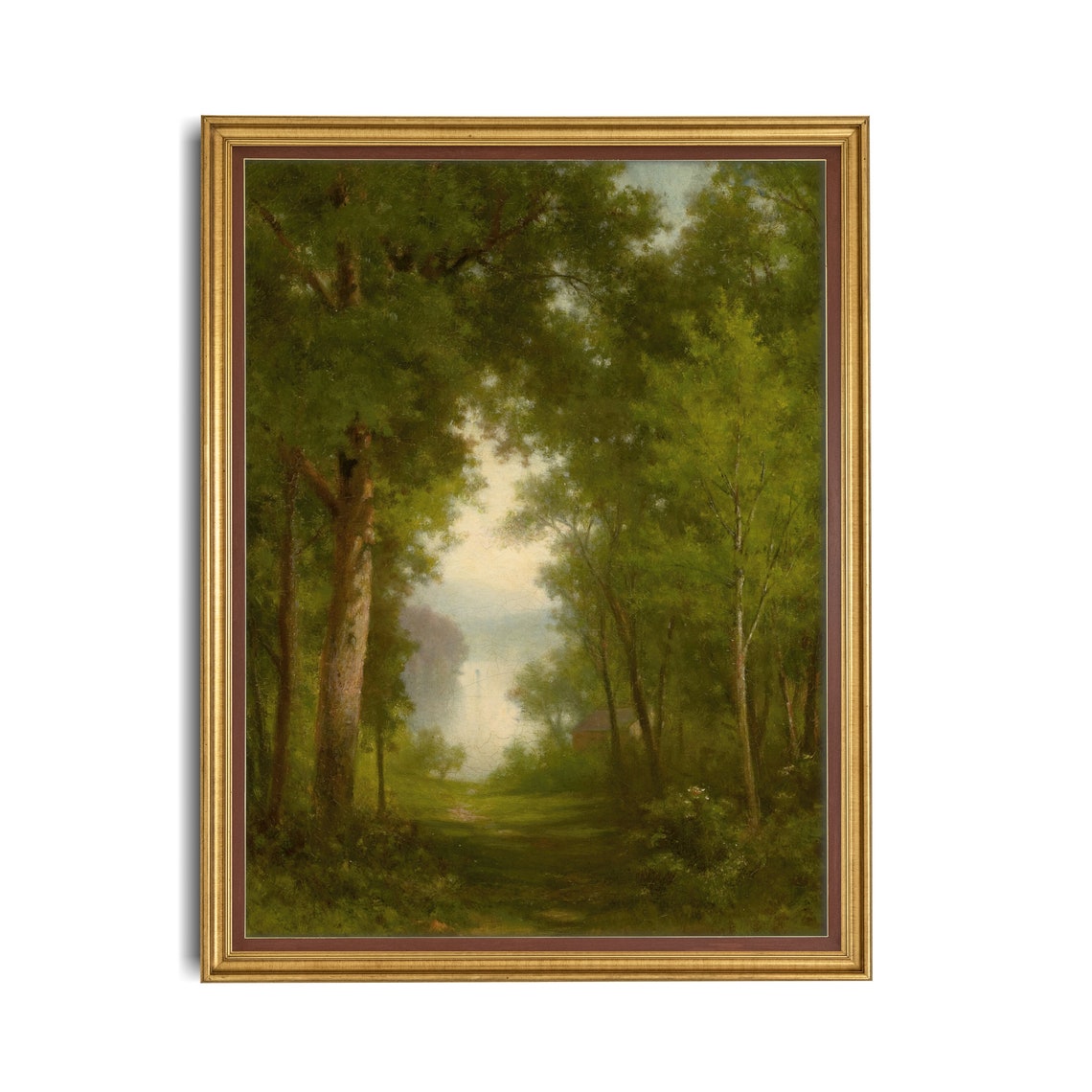 Mailed Print Vintage Landscape Tree Forest Painting Antique Art Print Vertical Wall Art Farmhouse Wall Decor Physical Prints - Image 2