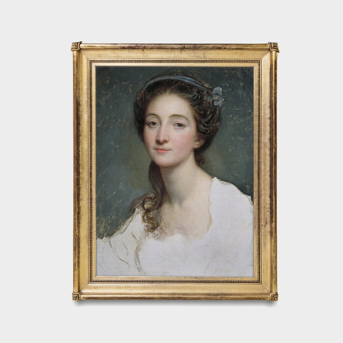 Gentle Young Woman With Headband In White Dress Fine Art Portrait Poster - Image 3