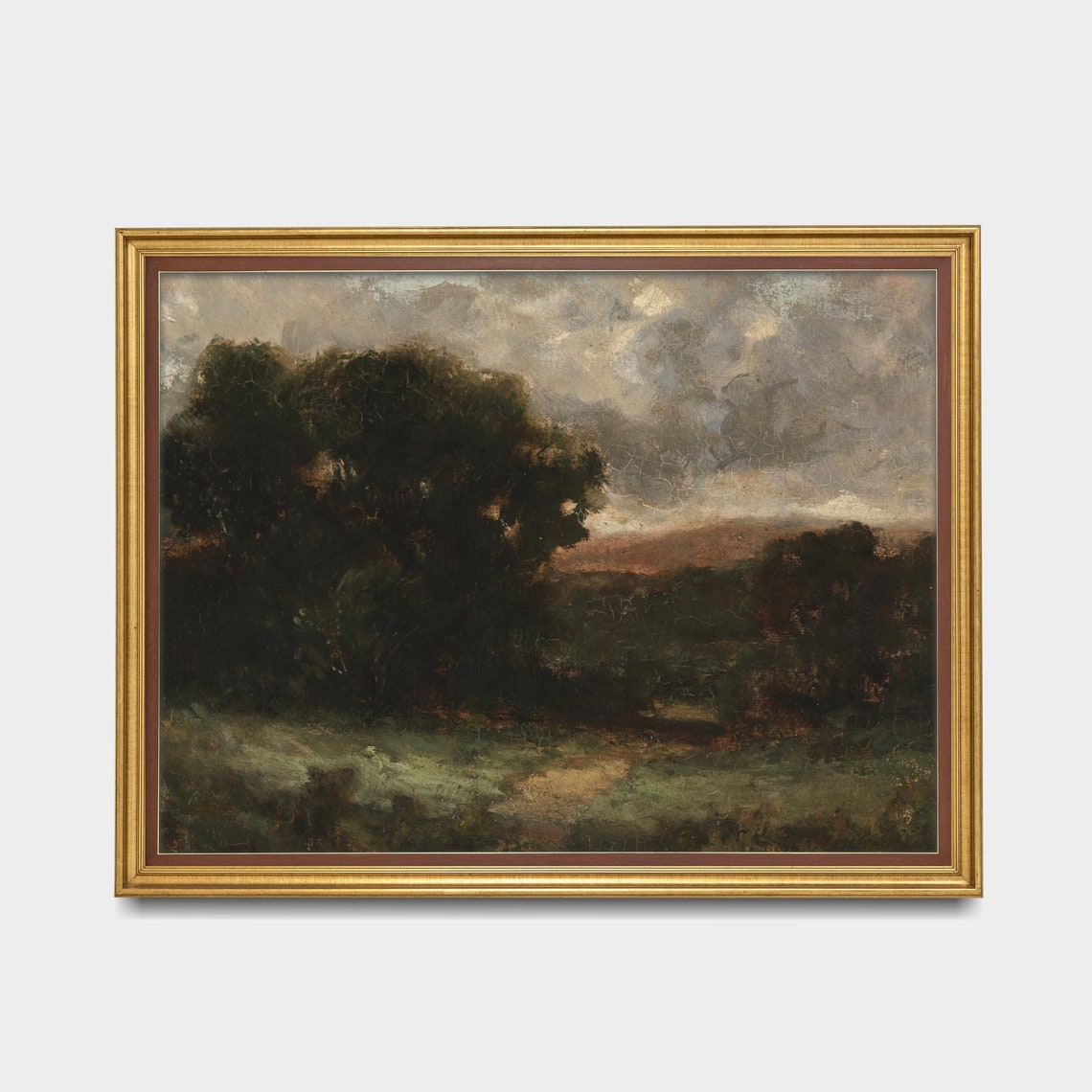 Dark Massed Trees Under Stormy Sky Vintage Moody Landscape Art Poster - Image 3