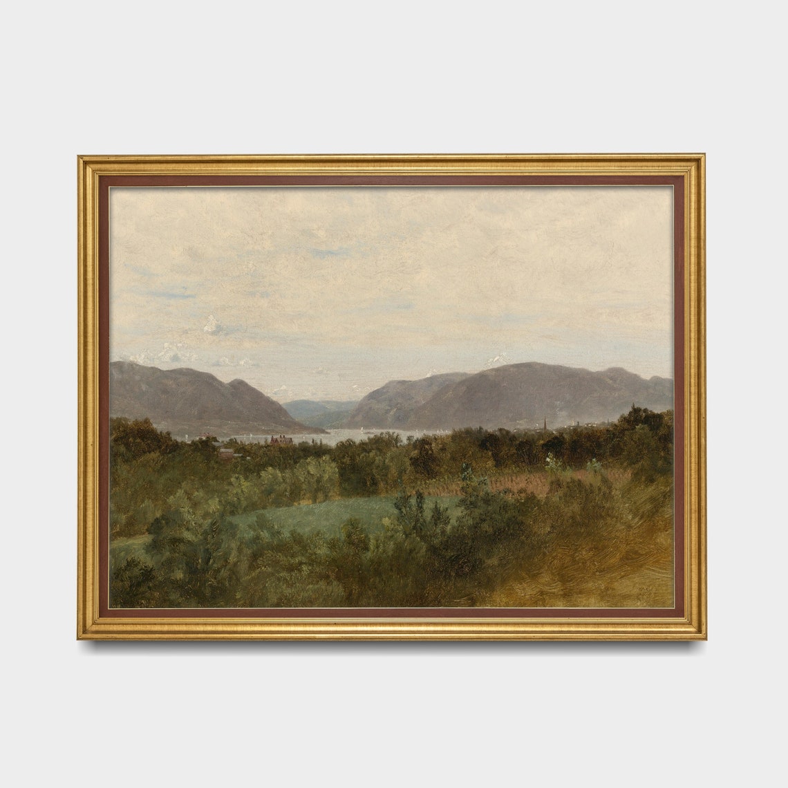 River Winding Between Mountain Ridges Antique Valley View Poster - Image 3