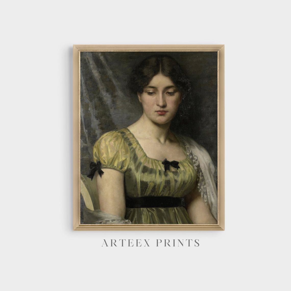 Woman in Green Empire Dress Antique Victorian Portrait Painting Poster - Image 5
