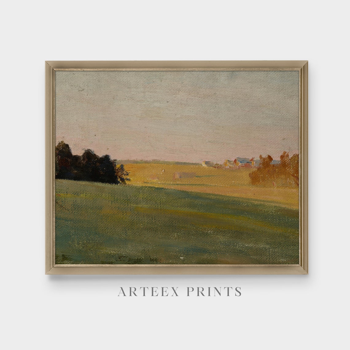 Harvest Field and Farmhouse Impressionist Landscape Art Poster - Image 4