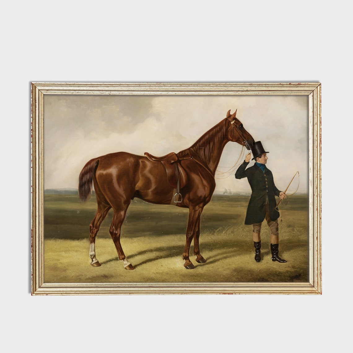 Chestnut Racehorse with Groom Classic Sporting Equestrian Art Poster - Image 2