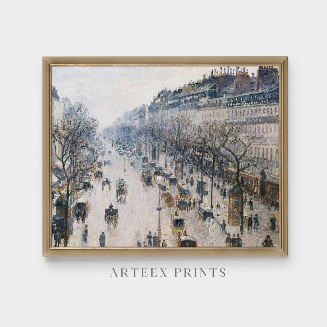 Paris Boulevard in Winter Impressionist City Street Scene Poster - Image 2