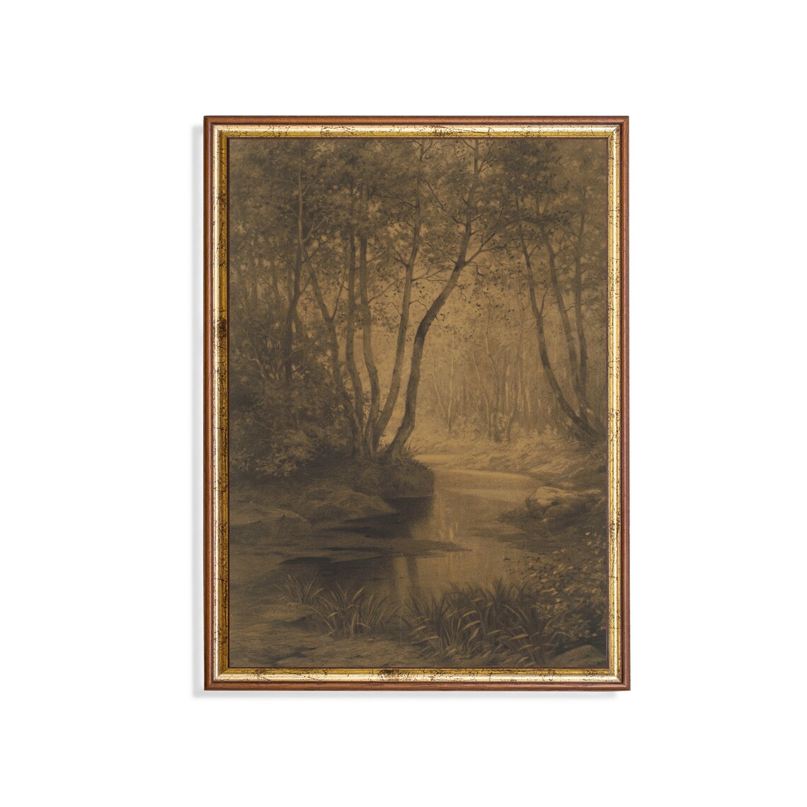 Landscape Sketch Vintage Rustic Country Art Print