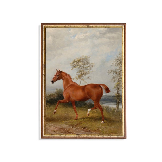 Printed And Shipped Horse Painting Vintage Equestrian Print Farmhouse Animal Art Antique Moody Rustic Fine Art Physical Prints