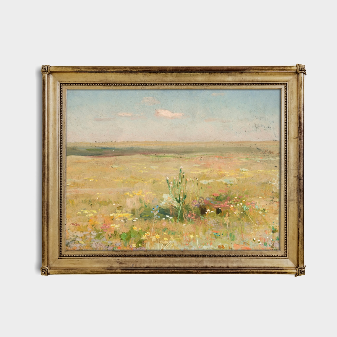Sunlit Wildflower Meadow Pastel Spring Vintage Landscape Poster - Image 3