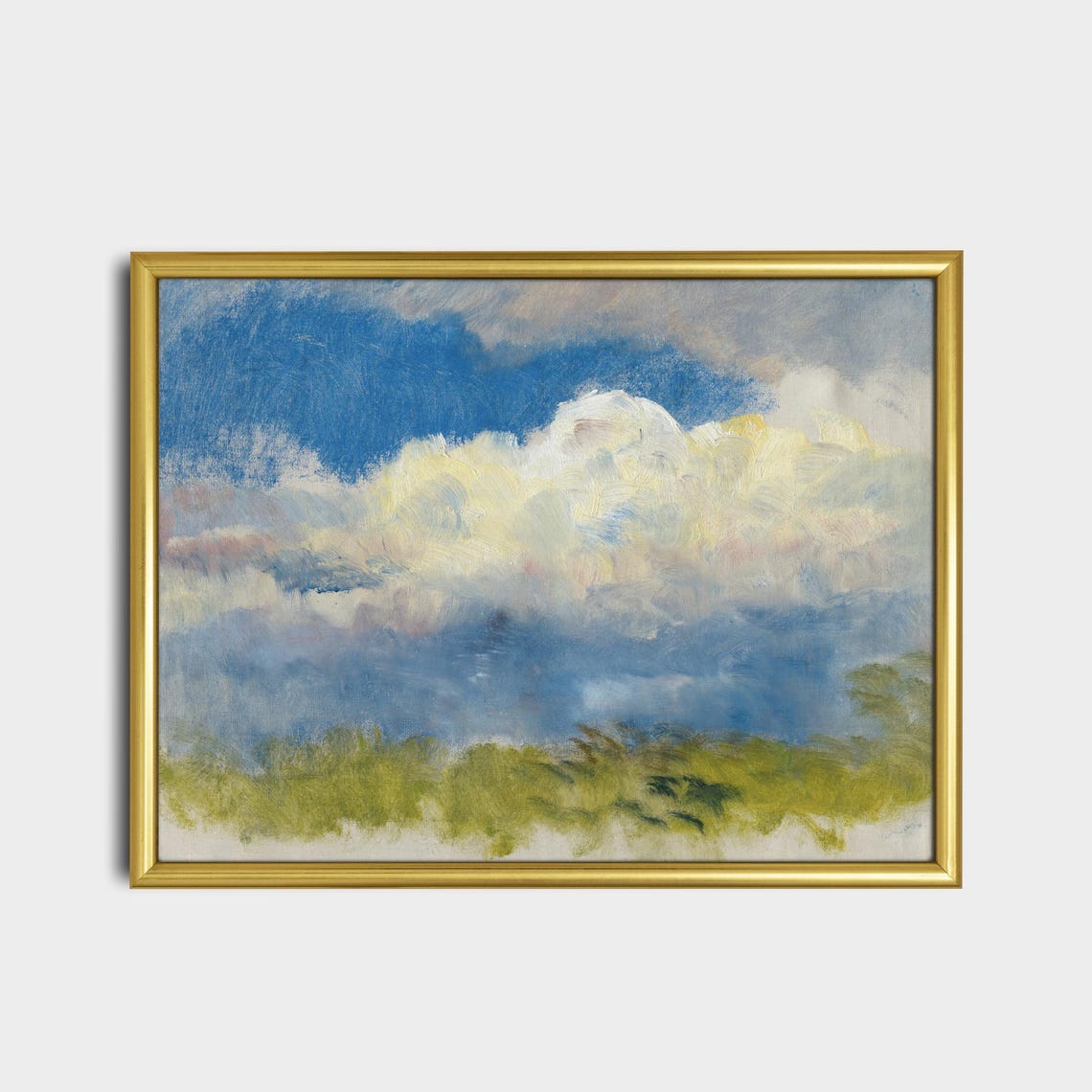 Study of a Spring Sky with Billowing White Clouds Over Fields Poster - Image 2