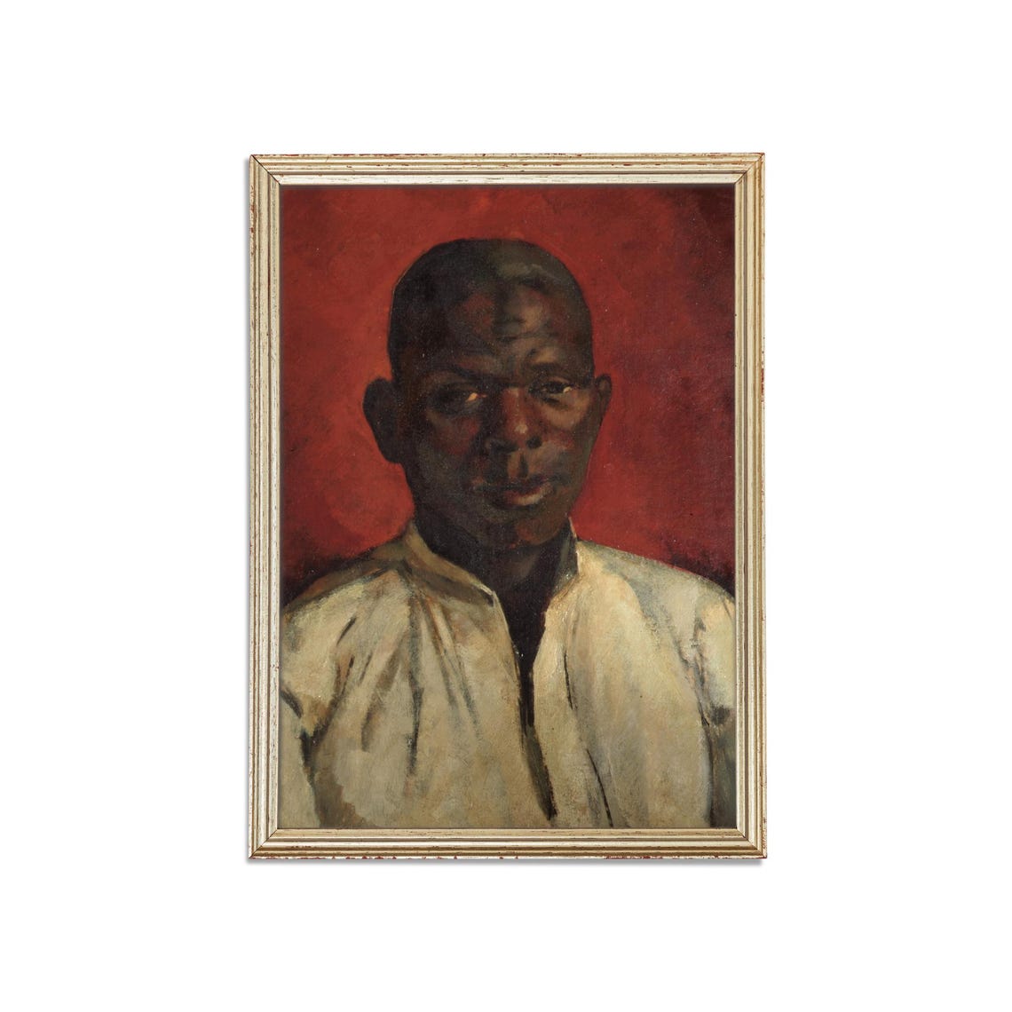 Portrait of a Young Man Against a Deep Red Background Poster - Image 3