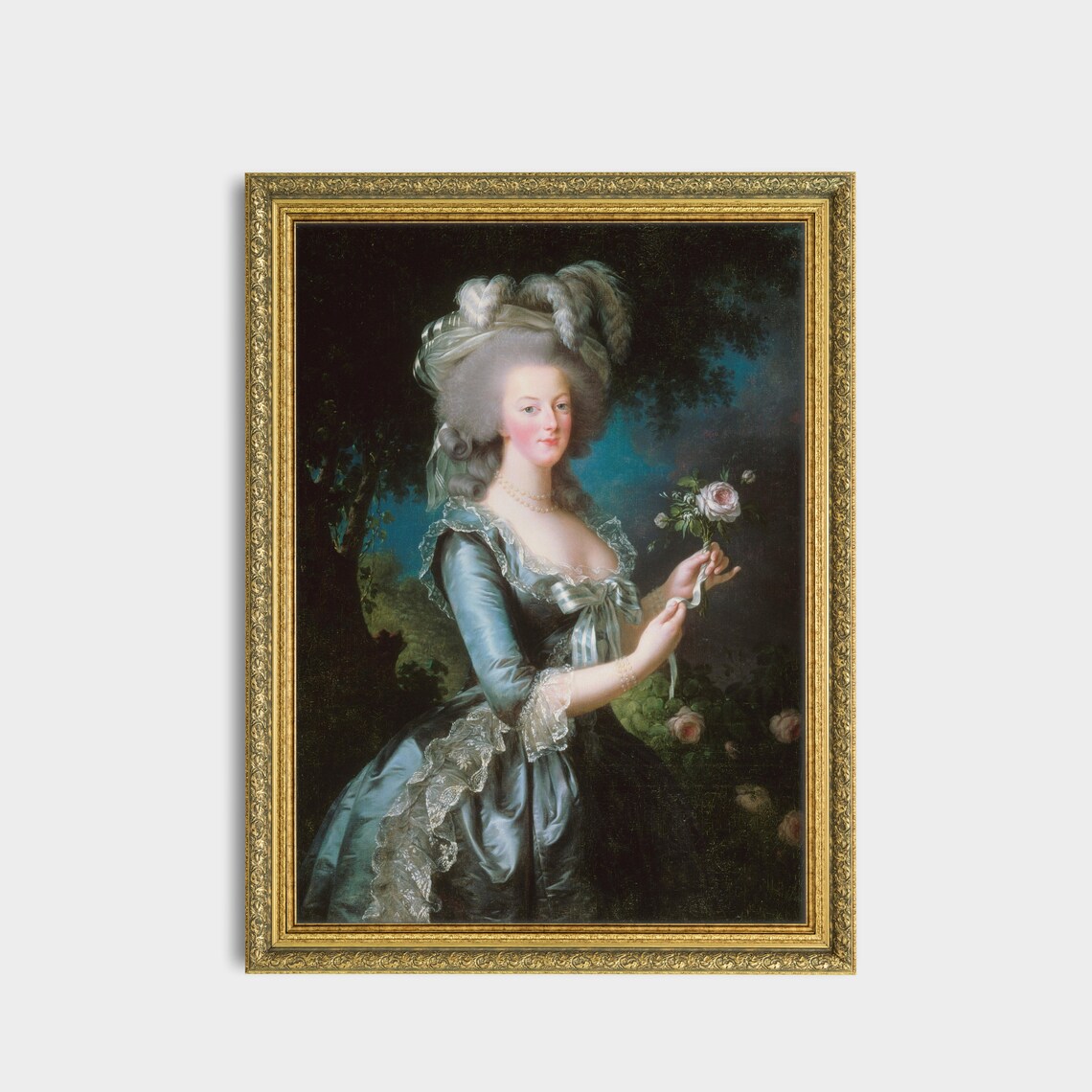 Marie Antoinette With a Rose Vintage Portrait Rococo Wall Art - Image 2