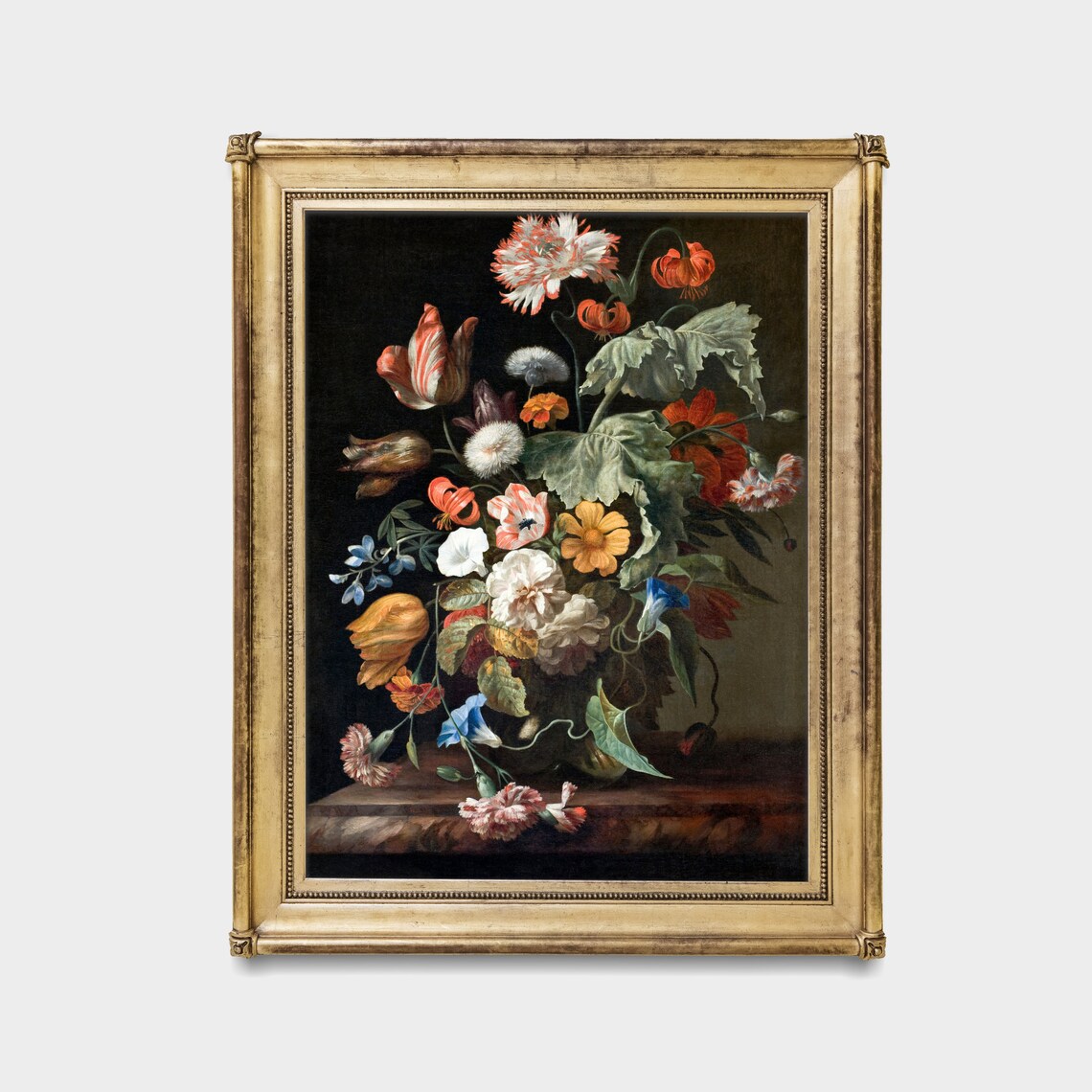 Dutch Floral Still Life Painting Antique Botanical Bouquet Wall Art - Image 4