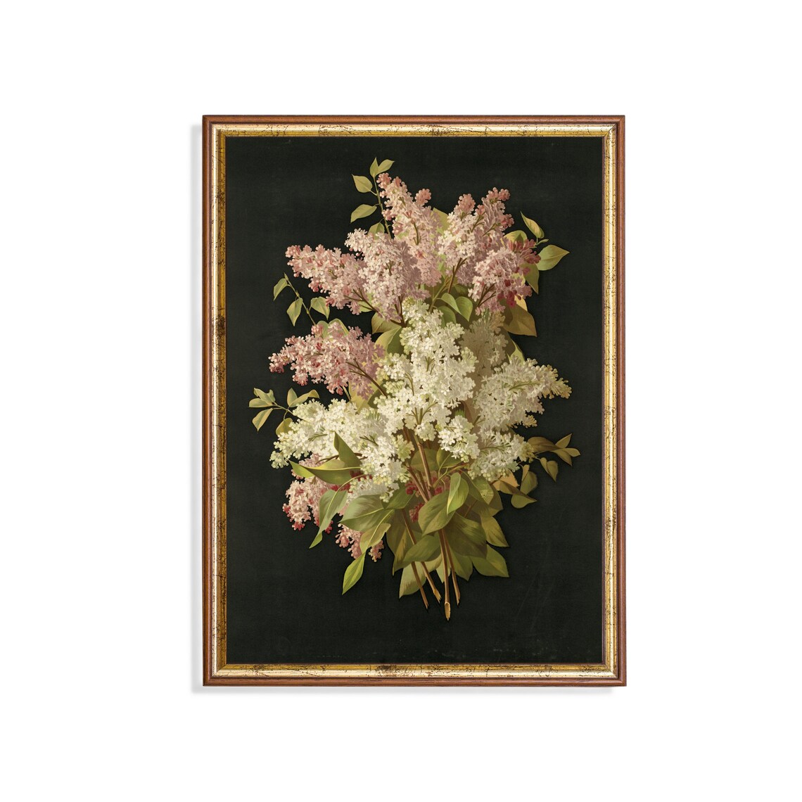 Lilac Bouquet Vintage Floral Art Print, Dark Academia