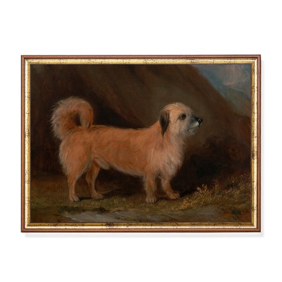 Printed And Shipped Vintage Dog Portrait Antique Animal Painting Moody Rustic Pet Print Dog Lover Gift Fine Art Terrier Painting