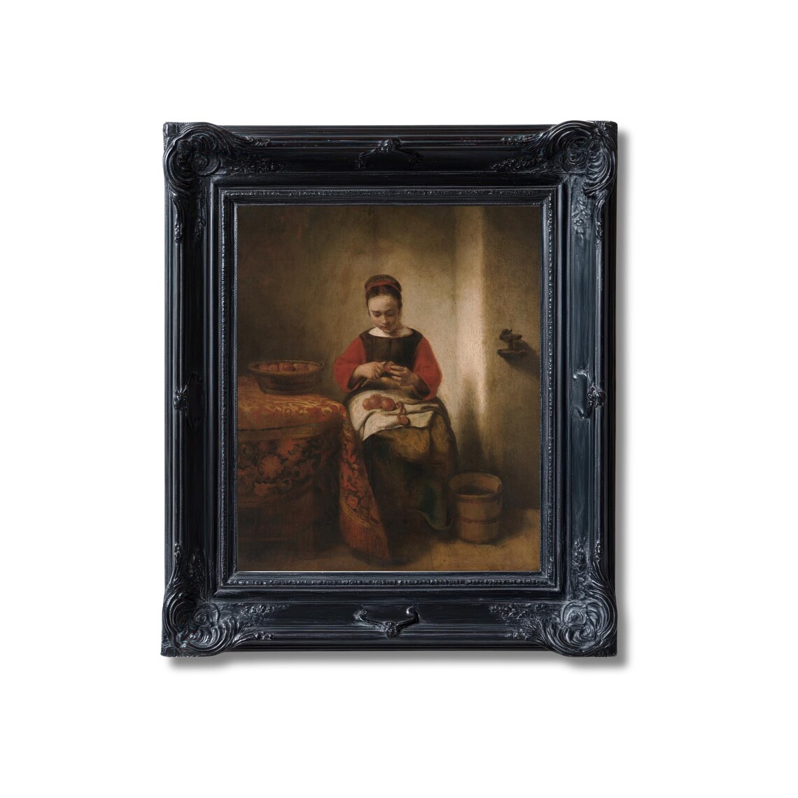Nicolaes Maes Young Woman Peeling Apples 1655 Dutch Baroque Poster - Image 4
