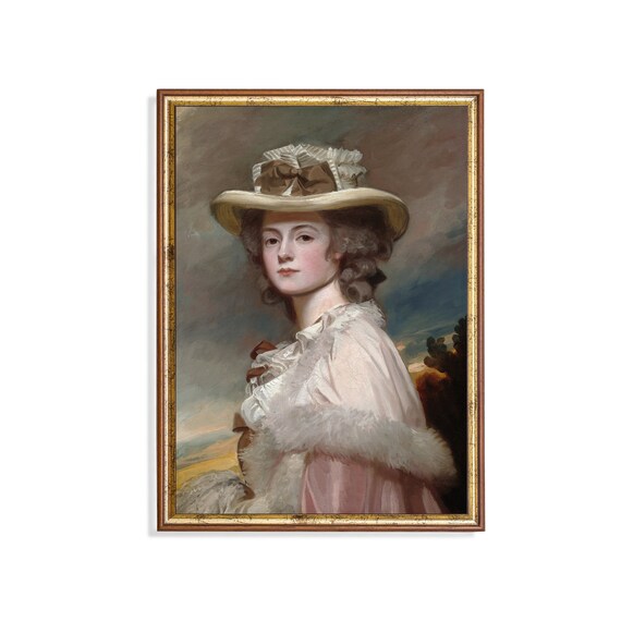 Lady in Wide-Brimmed Hat 18th Century Vintage Portrait Poster
