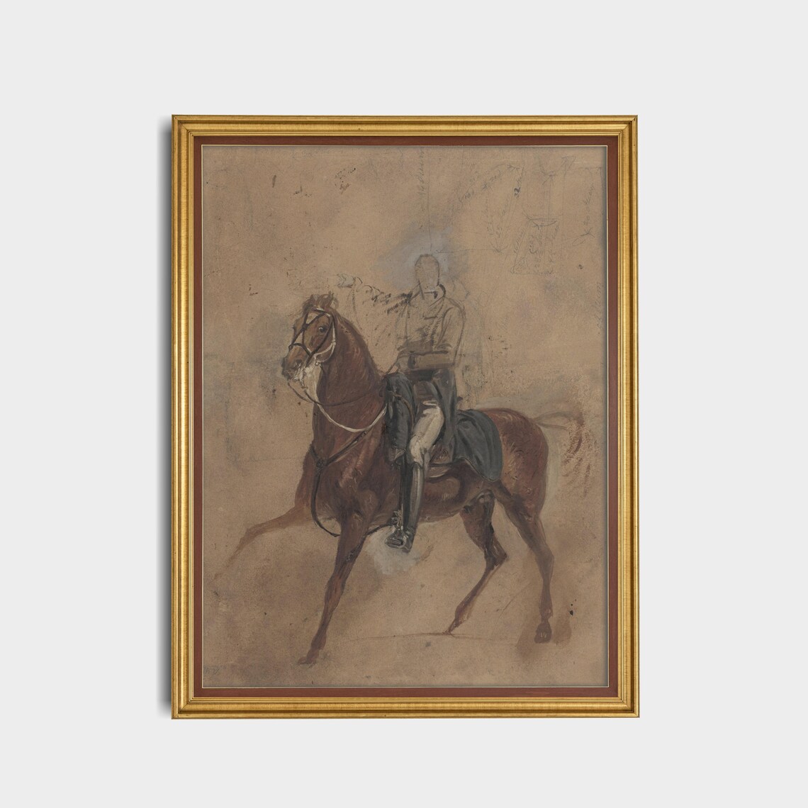 Vintage Horse Study, Rustic Equestrian Art Print - Image 2