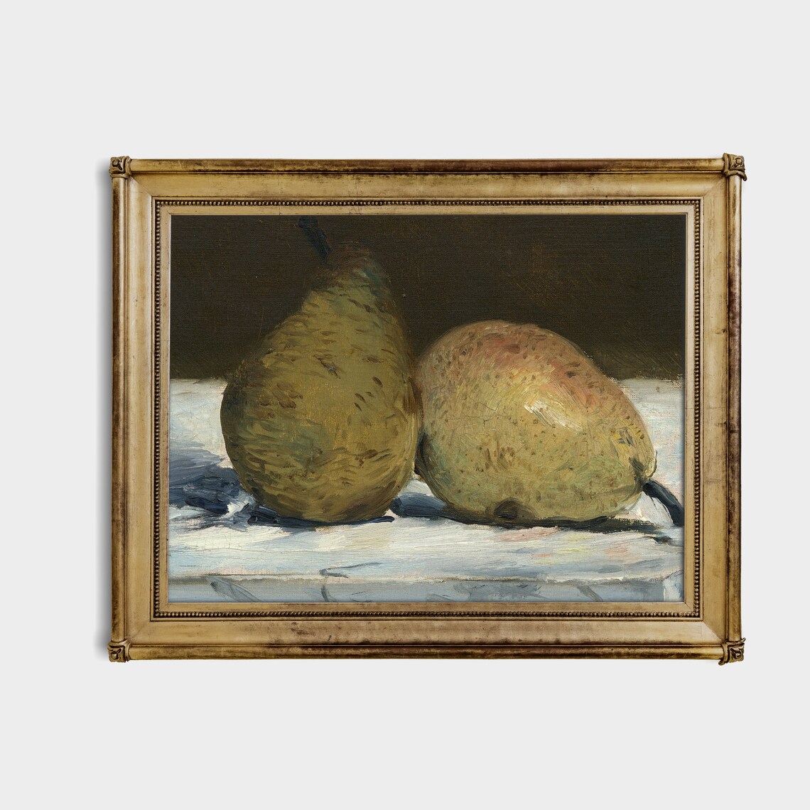 Two Pears Still Life Vintage Fruit Oil Painting Rustic Kitchen Poster - Image 2