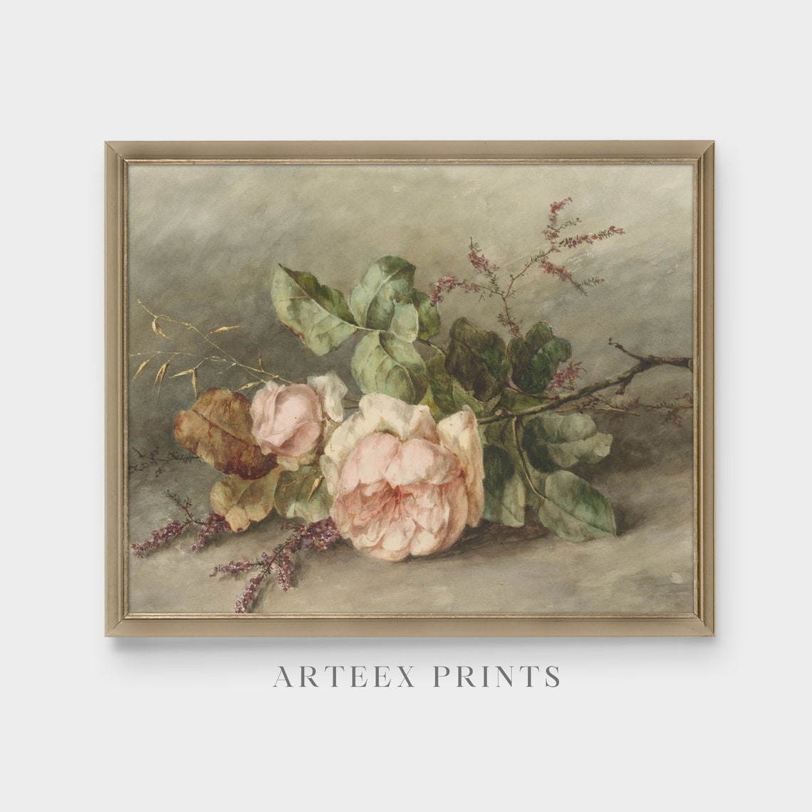 Pink Roses on a Table Signed Marguerite Rosenboom Floral Poster - Image 5
