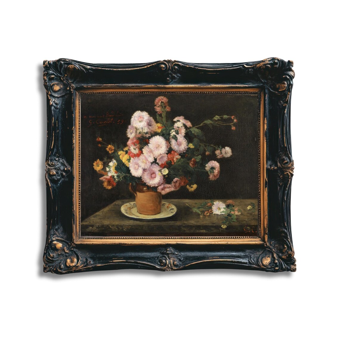 Courbet Bouquet of Asters French Realist Floral Still Life Poster