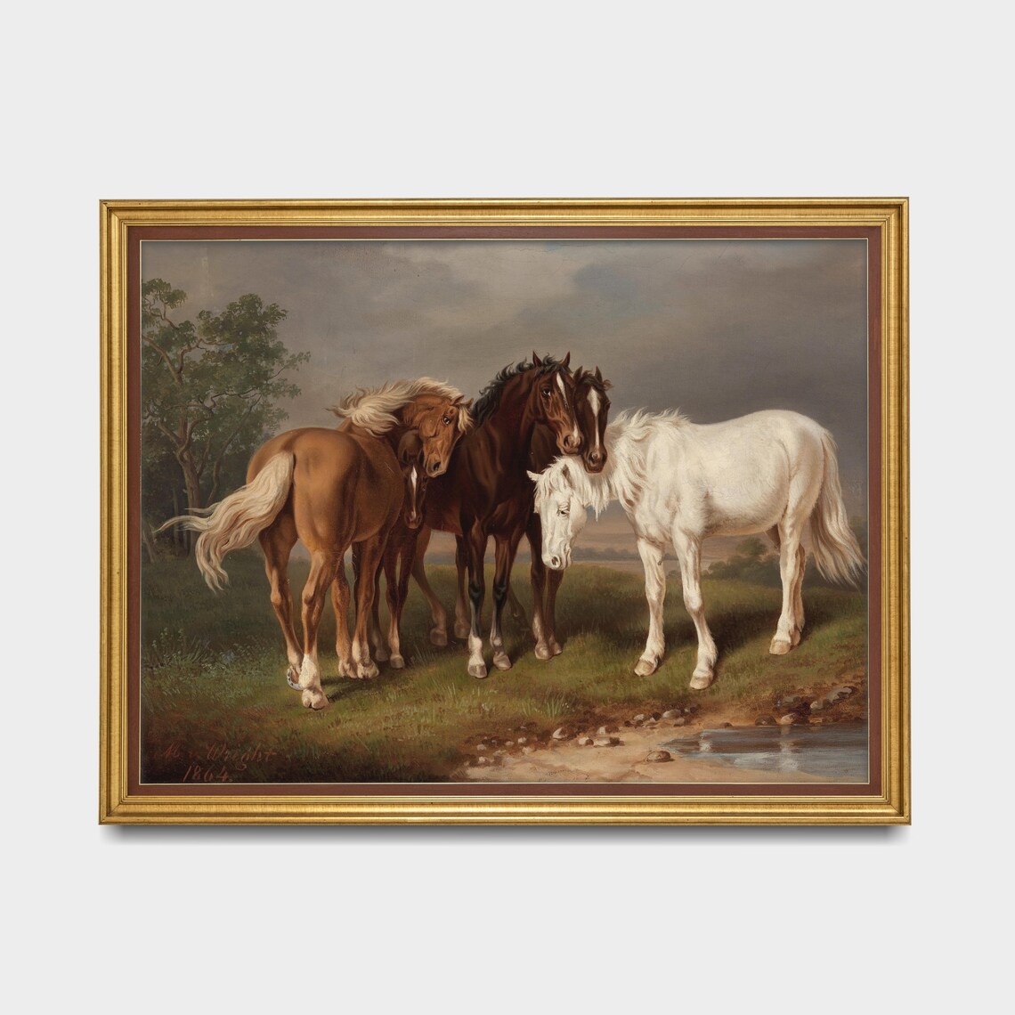 Vintage Horse Painting Moody Rustic Poster Print - Image 3