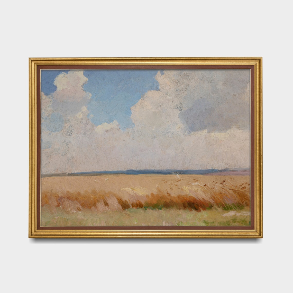 Golden Wheat Field Under Dramatic Cloudy Sky Impressionist Poster - Image 3
