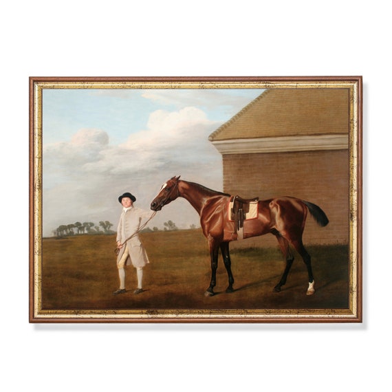 Printed And Shipped Vintage Horse Painting Antique Equestrian Print Farmhouse Decor Rustic Moody Animal Fine Art Physical Prints