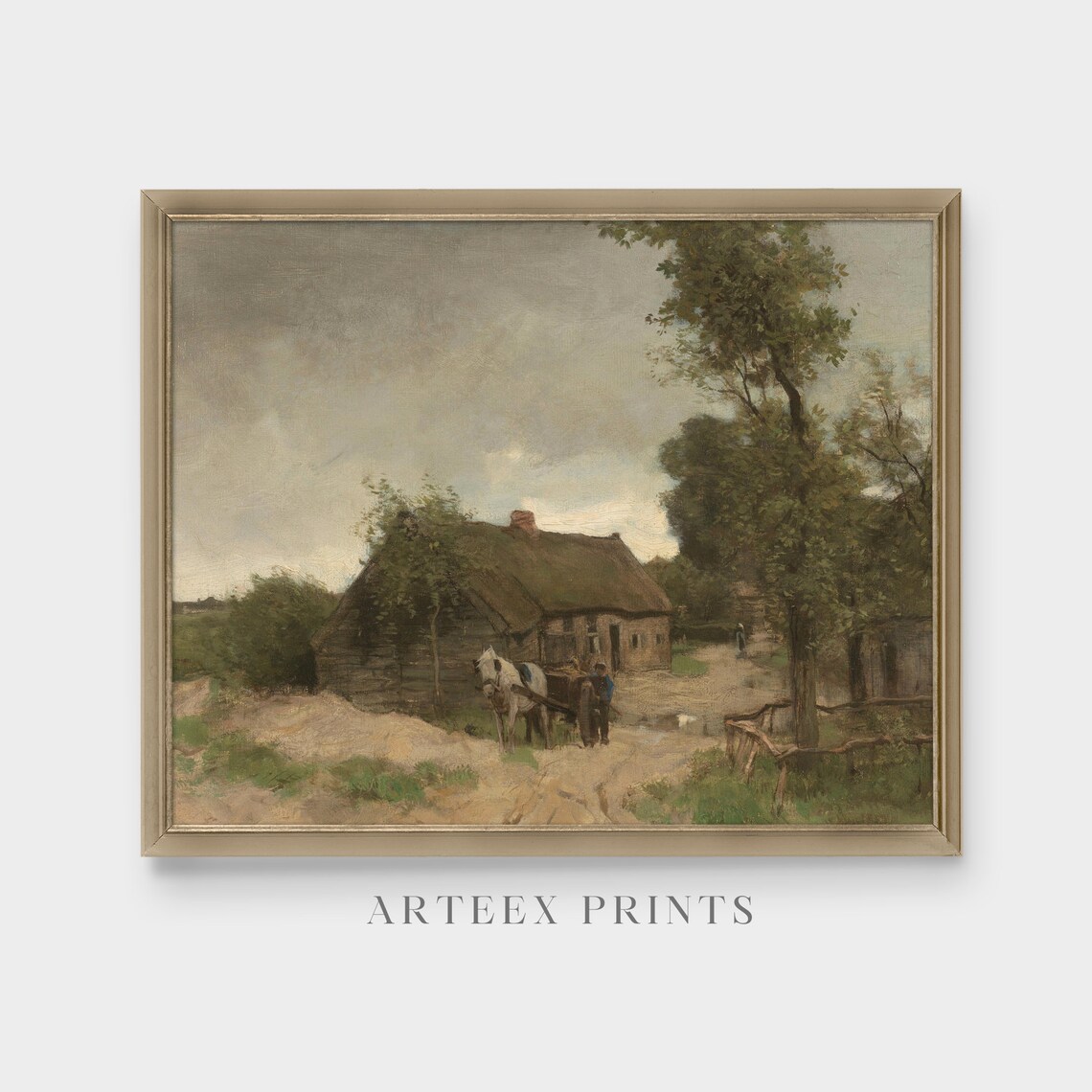 Thatched Cottage with Horse-Drawn Cart on Country Lane Vintage Poster - Image 4